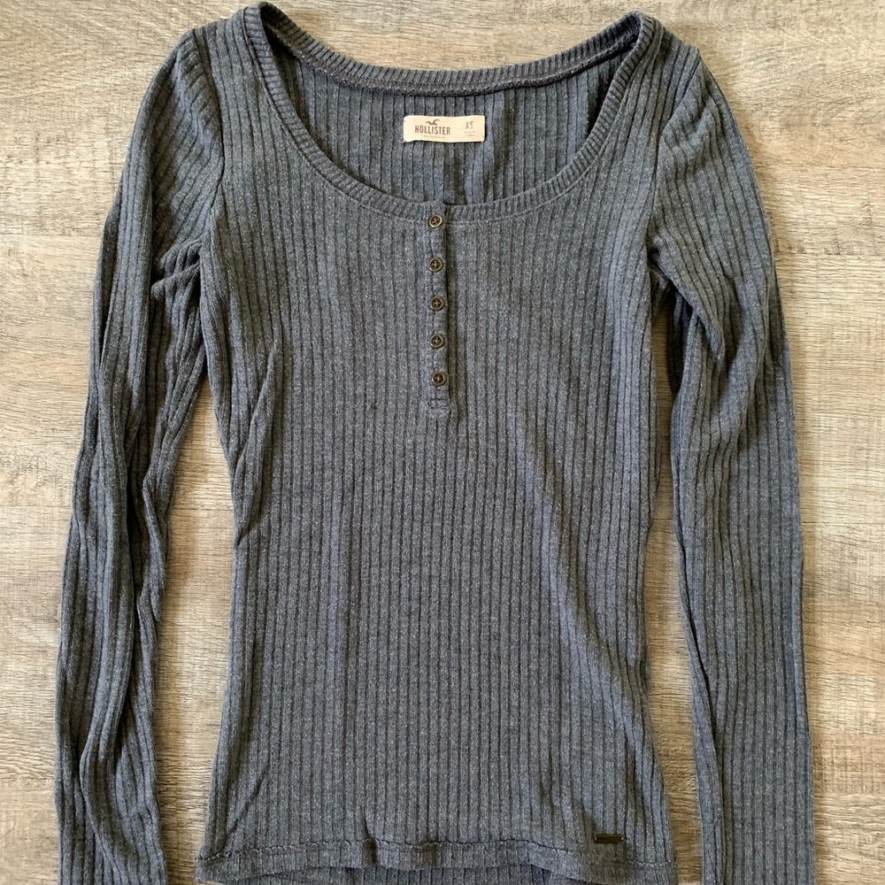 Hollister Ribbed Knit Button-Front Top
